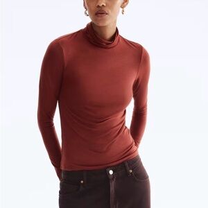 H&M Elegant Turtleneck Top in Rust